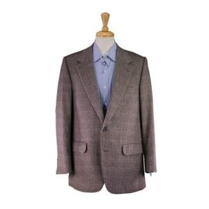 Benson & Clegg London Bespoke Gray/Red Plaid 100% Cashmere 2-Btn Sportcoat 44L